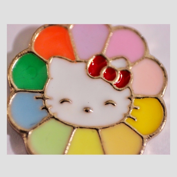 Golden colorful Hello Kitty rainbow flower belly ring - Picture 7 of 8